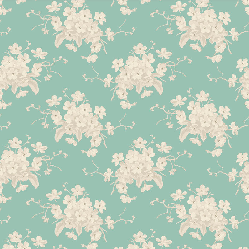 Sunday Brunch - White Flower - Teal