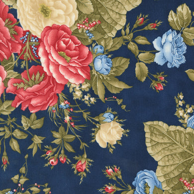 Grand Haven - Cabbage Rose Florals - Navy