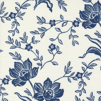 Denim & Daisies - Woodcut in Ivory