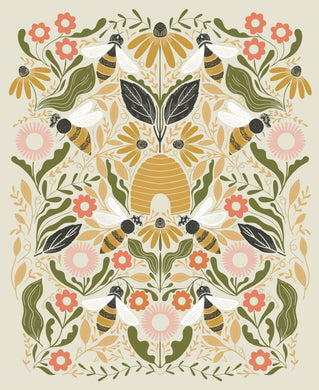 Bee Garden Panel - Porcelain Metallic