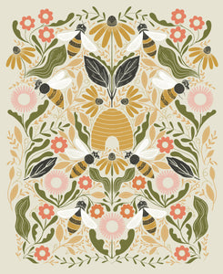 Bee Garden Panel - Porcelain Metallic