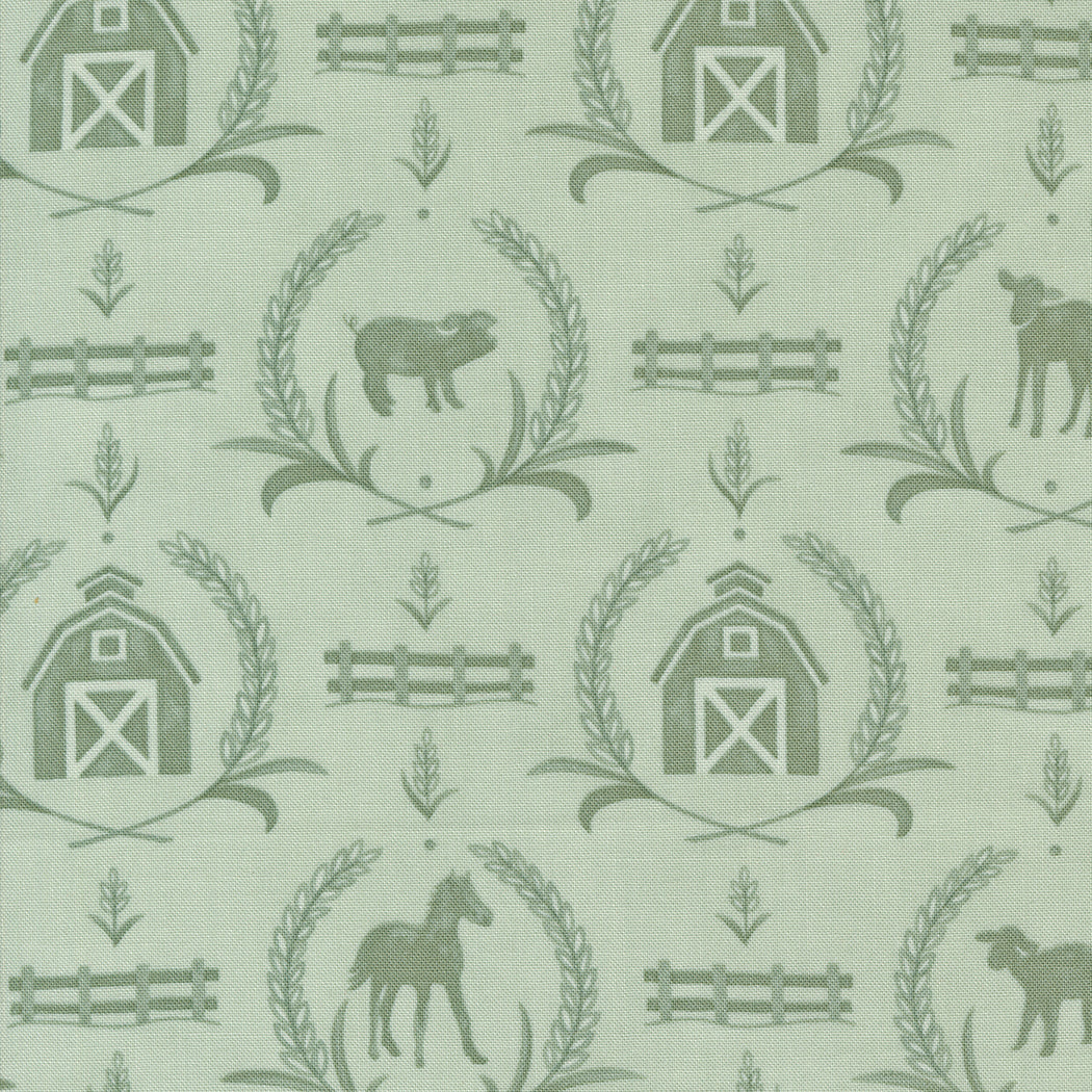 Willow's Farm - Farmyard Damask - Sage