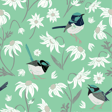 Fairy Wrens & Flannel Flowers - Billabong Bliss