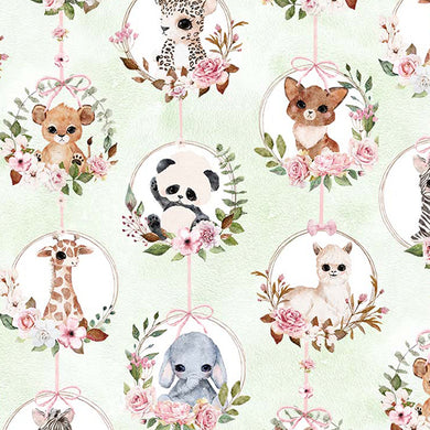 Animal Babies - Baby Flowers Green