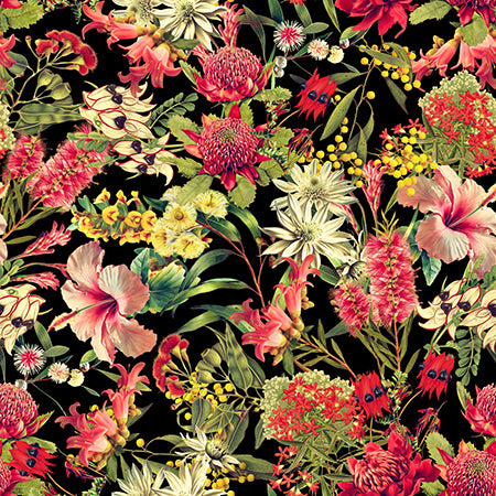 Aussie Florals Black