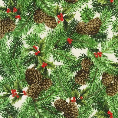 Vintage Christmas - Pine Boughs on White